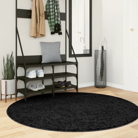 vidaXL Alfombra peluda de pelo largo moderna PAMPLONA negra Ø 160 cm