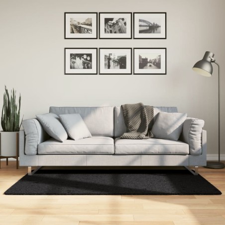 vidaXL Alfombra peluda de pelo largo moderna PAMPLONA negra 80x150 cm