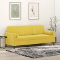 vidaXL Sofá de 3 plazas con cojines terciopelo amarillo 180 cm vidaXL Sofá de 3 plazas con cojines terciopelo amarillo 180 cm