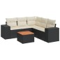 vidaXL Set de sofás de jardín 6 piezas y cojines ratán sintético negro vidaXL Set de sofás de jardín 6 piezas y cojines ratán sintético negro