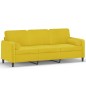 vidaXL Sofá de 3 plazas con cojines terciopelo amarillo 180 cm vidaXL Sofá de 3 plazas con cojines terciopelo amarillo 180 cm