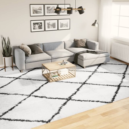 vidaXL Alfombra de pelo largo moderna crema y negro 300x400 cm