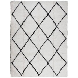 vidaXL Alfombra de pelo largo moderna crema y negro 300x400 cm