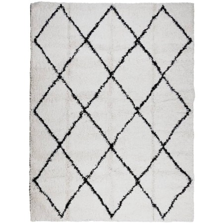 vidaXL Alfombra de pelo largo moderna crema y negro 300x400 cm