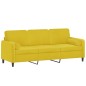 vidaXL Sofá de 3 plazas con cojines terciopelo amarillo 180 cm vidaXL Sofá de 3 plazas con cojines terciopelo amarillo 180 cm