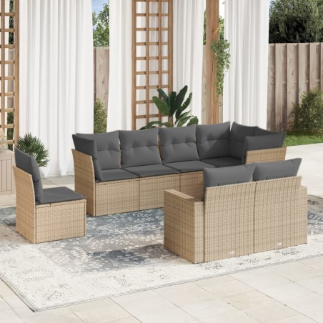 vidaXL Juego de sofás de jardín con cojines beige 8 pzas ratán PE