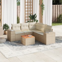 vidaXL Juego de sofás jardín con cojines 6 pzas ratán sintético beige