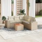 vidaXL Juego de sofás jardín con cojines 6 pzas ratán sintético beige