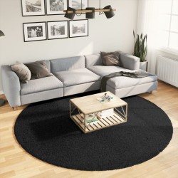 vidaXL Alfombra peluda de pelo largo moderna PAMPLONA negro Ø 240 cm