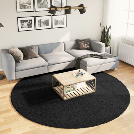 vidaXL Alfombra peluda de pelo largo moderna PAMPLONA negro Ø 240 cm
