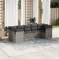 vidaXL Set de sofás de jardín 7 piezas con cojines ratán PE gris vidaXL Set de sofás de jardín 7 piezas con cojines ratán PE gris