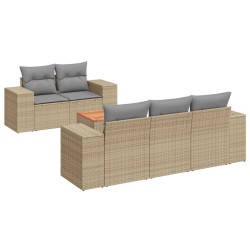 vidaXL Juego de sofás jardín con cojines 6 pzas ratán sintético beige