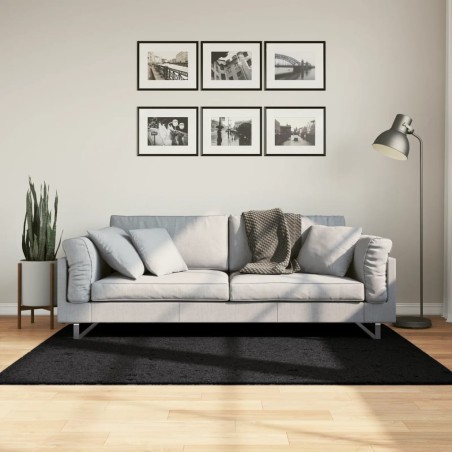 vidaXL Alfombra peluda de pelo largo moderna PAMPLONA negra 120x170 cm