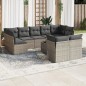 vidaXL Set de sofás de jardín 10 pzas con cojines ratán sintético gris vidaXL Set de sofás de jardín 10 pzas con cojines ratán sintético gris