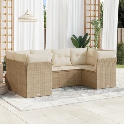 vidaXL Juego de sofás jardín con cojines 6 pzas ratán sintético beige