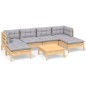 vidaXL Juego de muebles de jardín 7 pzas y cojines madera pino gris