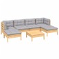 vidaXL Juego de muebles de jardín 7 pzas y cojines madera pino gris