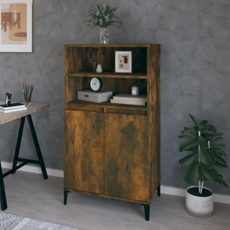 vidaXL Aparador alto madera contrachapada roble ahumado 60x36x110 cm