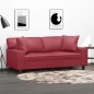 vidaXL Sofá de 2 plazas con cojines cuero sintético rojo tinto 140 cm vidaXL Sofá de 2 plazas con cojines cuero sintético rojo tinto 140 cm