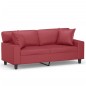 vidaXL Sofá de 2 plazas con cojines cuero sintético rojo tinto 140 cm vidaXL Sofá de 2 plazas con cojines cuero sintético rojo tinto 140 cm