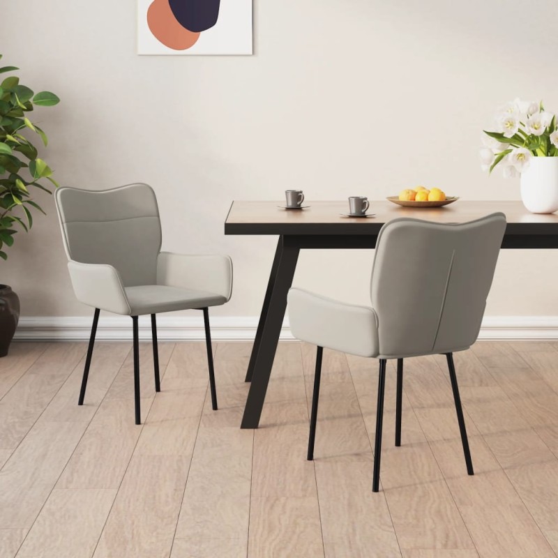 vidaXL Sillas de comedor 2 unidades terciopelo gris claro vidaXL Sillas de comedor 2 unidades terciopelo gris claro