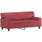 vidaXL Sofá de 2 plazas con cojines cuero sintético rojo tinto 140 cm vidaXL Sofá de 2 plazas con cojines cuero sintético rojo tinto 140 cm