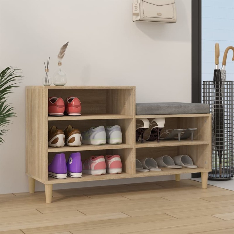 vidaXL Mueble zapatero madera contrachapada roble Sonoma 102x36x60 cm