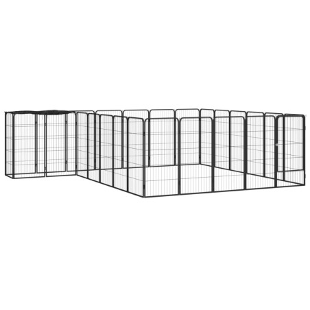 vidaXL Jaula perros 26 paneles acero recubierto polvo negro 50x100 cm