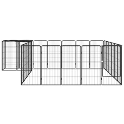 vidaXL Jaula perros 26 paneles acero recubierto polvo negro 50x100 cm
