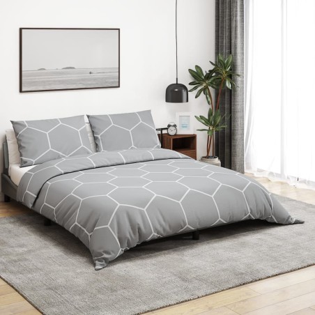 vidaXL Juego de funda nórdica algodón gris 155x220 cm