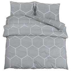 vidaXL Juego de funda nórdica algodón gris 155x220 cm