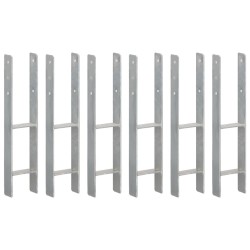 vidaXL Anclajes de valla 6 uds acero galvanizado plateado 12x6x60 cm