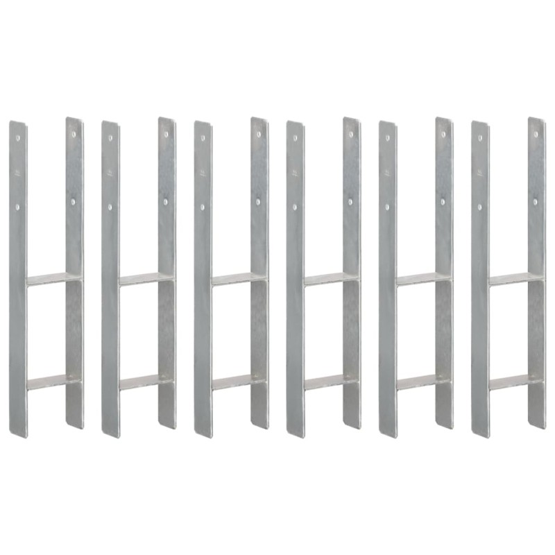 vidaXL Anclajes de valla 6 uds acero galvanizado plateado 12x6x60 cm vidaXL Anclajes de valla 6 uds acero galvanizado plateado 12x6x60 cm