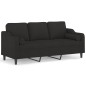 vidaXL Sofá de 3 plazas con cojines tela negro 180 cm vidaXL Sofá de 3 plazas con cojines tela negro 180 cm