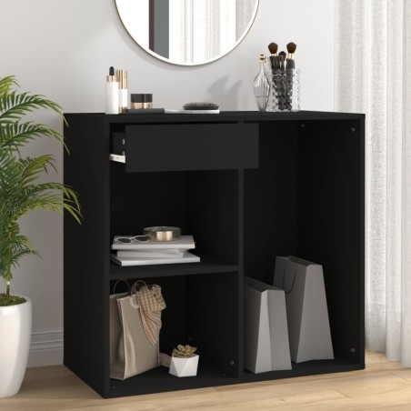 vidaXL Armario de maquillaje madera contrachapada negro 80x40x75 cm