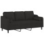 vidaXL Sofá de 3 plazas con cojines tela negro 180 cm vidaXL Sofá de 3 plazas con cojines tela negro 180 cm