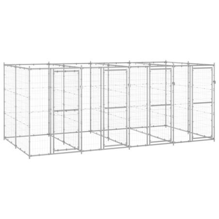 vidaXL Perrera de exterior de acero galvanizado 9,68 m²