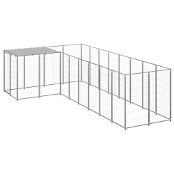 vidaXL Perrera plateada 6,05 m² acero  