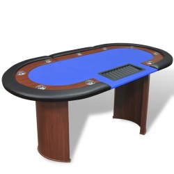 vidaXL Mesa de póker 10 jugadores bandeja de fichas y zona de crupier 