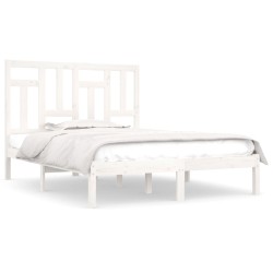 vidaXL Estructura cama madera maciza pino blanco king size 150x200 cm