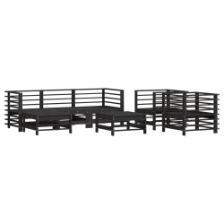 vidaXL Juego de muebles de jardín 7 piezas madera maciza de pino negro