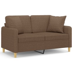 vidaXL Sofá de 2 plazas con cojines tela marrón 120 cm