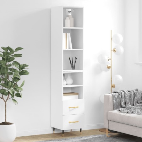 vidaXL Aparador alto madera contrachapada blanco 34,5x34x180 cm