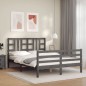 vidaXL Estructura cama de matrimonio con cabecero madera maciza gris vidaXL Estructura cama de matrimonio con cabecero madera maciza gris
