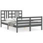 vidaXL Estructura cama de matrimonio con cabecero madera maciza gris vidaXL Estructura cama de matrimonio con cabecero madera maciza gris