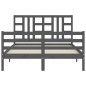 vidaXL Estructura cama de matrimonio con cabecero madera maciza gris vidaXL Estructura cama de matrimonio con cabecero madera maciza gris