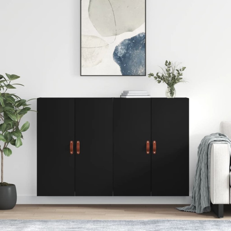 vidaXL Armarios de pared 2 unidades negro 69,5x34x90 cm