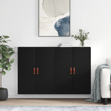 vidaXL Armarios de pared 2 unidades negro 69,5x34x90 cm