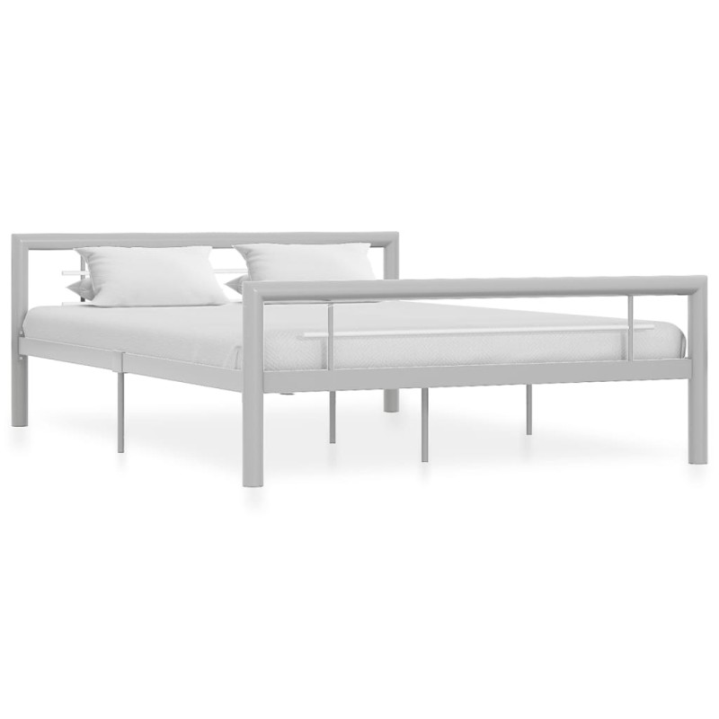 vidaXL Estructura de cama de metal gris y blanco 140x200 cm vidaXL Estructura de cama de metal gris y blanco 140x200 cm