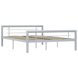 vidaXL Estructura de cama de metal gris y blanco 140x200 cm